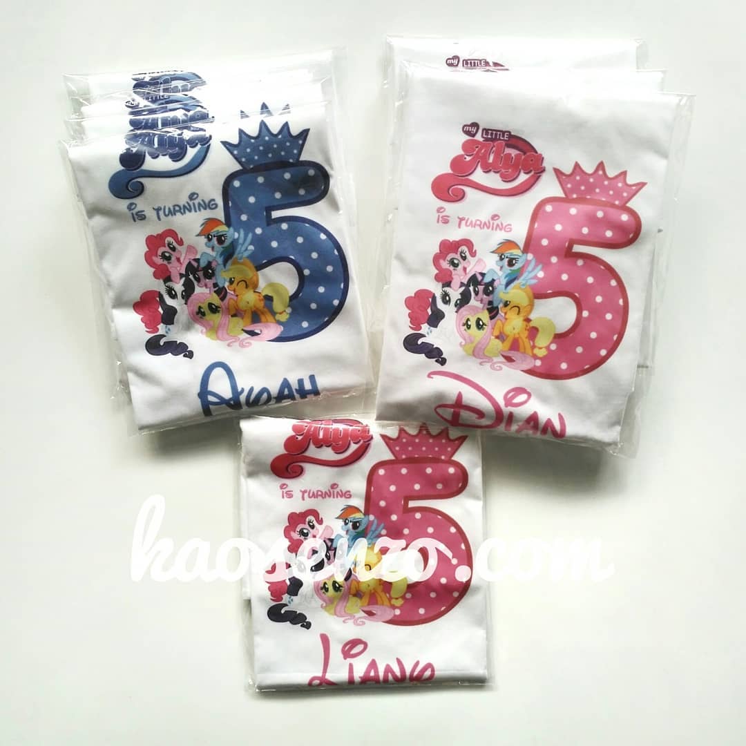 Baju Kaos Couple Keluarga | Baju Kaos Ultah Motif Little Pony