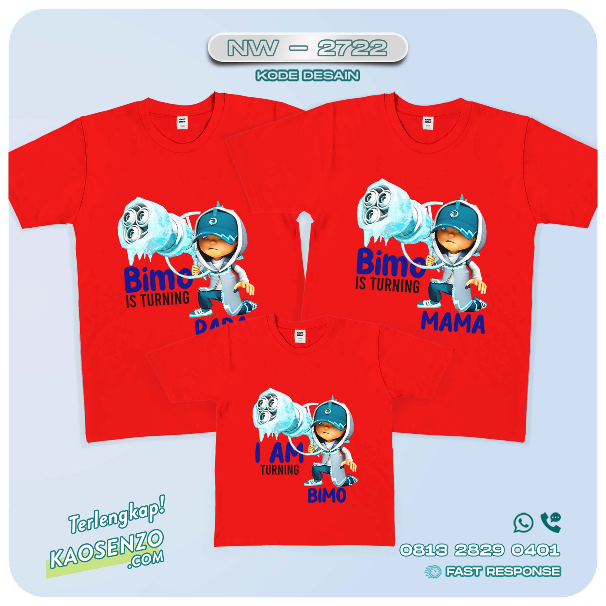 Baju Kaos Couple Keluarga | Kaos Family Custom Boboiboy - NW 2722