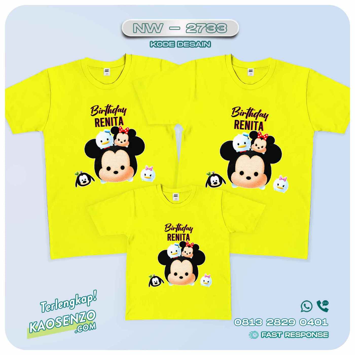 Baju Kaos Couple Keluarga Tsum Tsum | Kaos Family Custom | Kaos Tsum Tsum - NW 2733