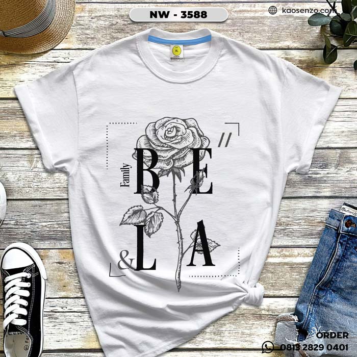 Baju Kaos Distro Keren & Terbaru | Tema Bunga Floral - NW 3588