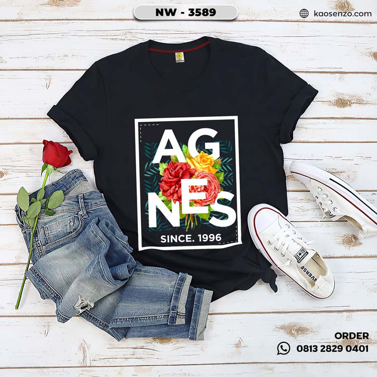 Baju Kaos Distro Keren & Terbaru | Tema Bunga Floral - NW 3589