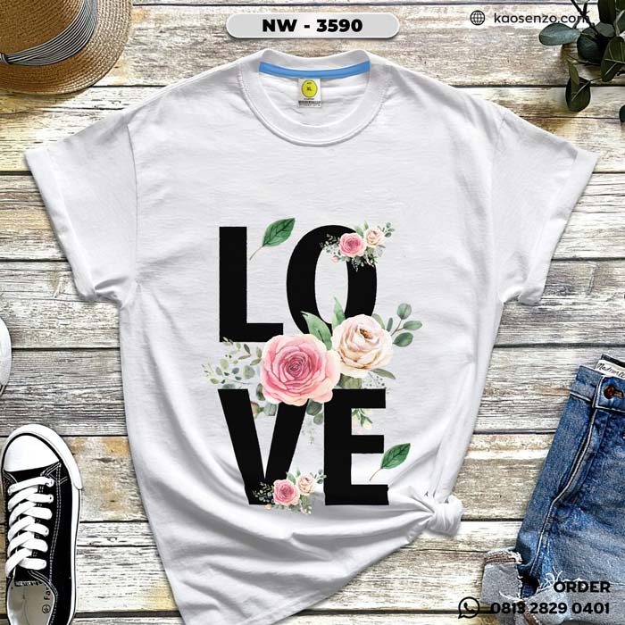 Baju Kaos Distro Keren & Terbaru | Tema Bunga Floral - NW 3590