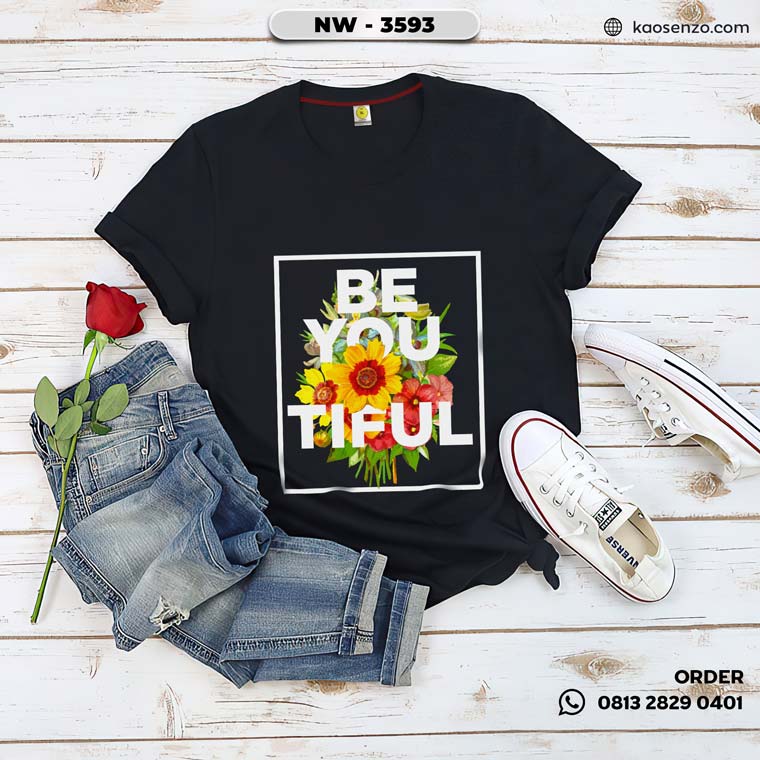 Baju Kaos Distro Keren & Terbaru | Tema Bunga Floral - NW 3593