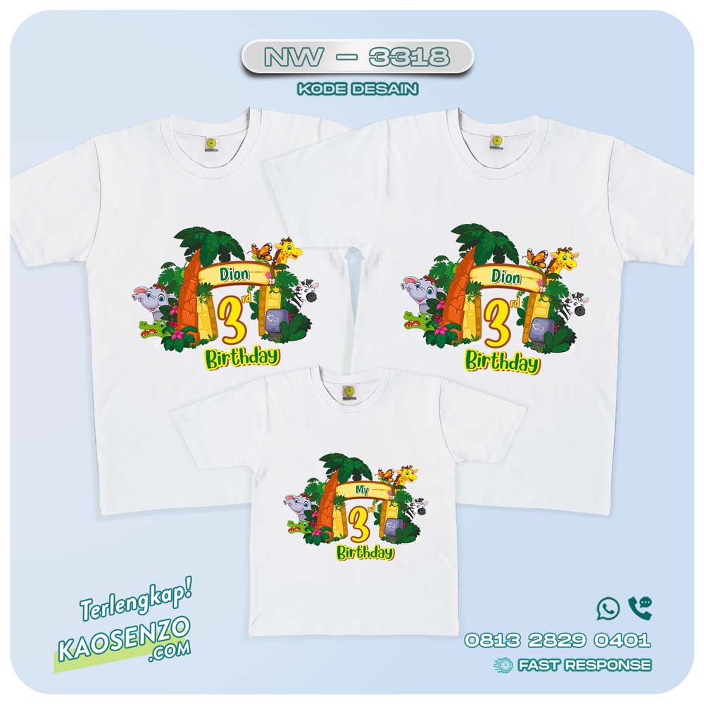 Baju Kaos Couple Keluarga Animal Zoo | Kaos Ultah Anak | Kaos Animal Zoo - NW 3318