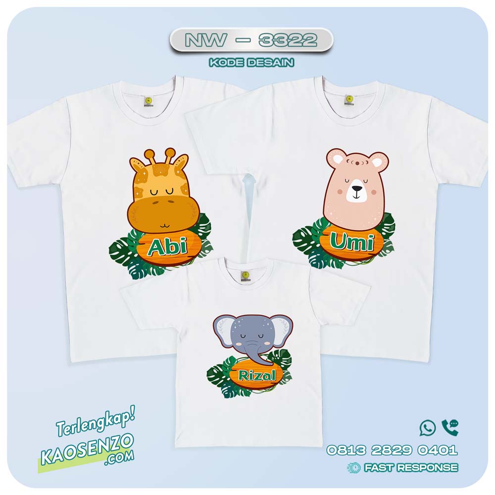 Baju Kaos Couple Keluarga Animal Zoo | Kaos Ultah Anak | Kaos Animal Zoo - NW 3322