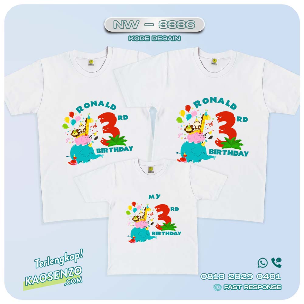 Baju Kaos Couple Keluarga Animal Zoo | Kaos Ultah Anak | Kaos Animal Zoo - NW 3336