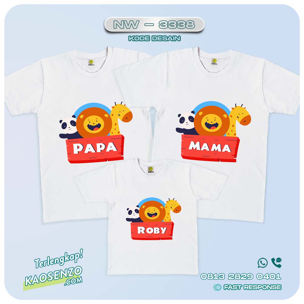 Baju Kaos Couple Keluarga Animal Zoo | Kaos Ultah Anak | Kaos Animal Zoo - NW 3338