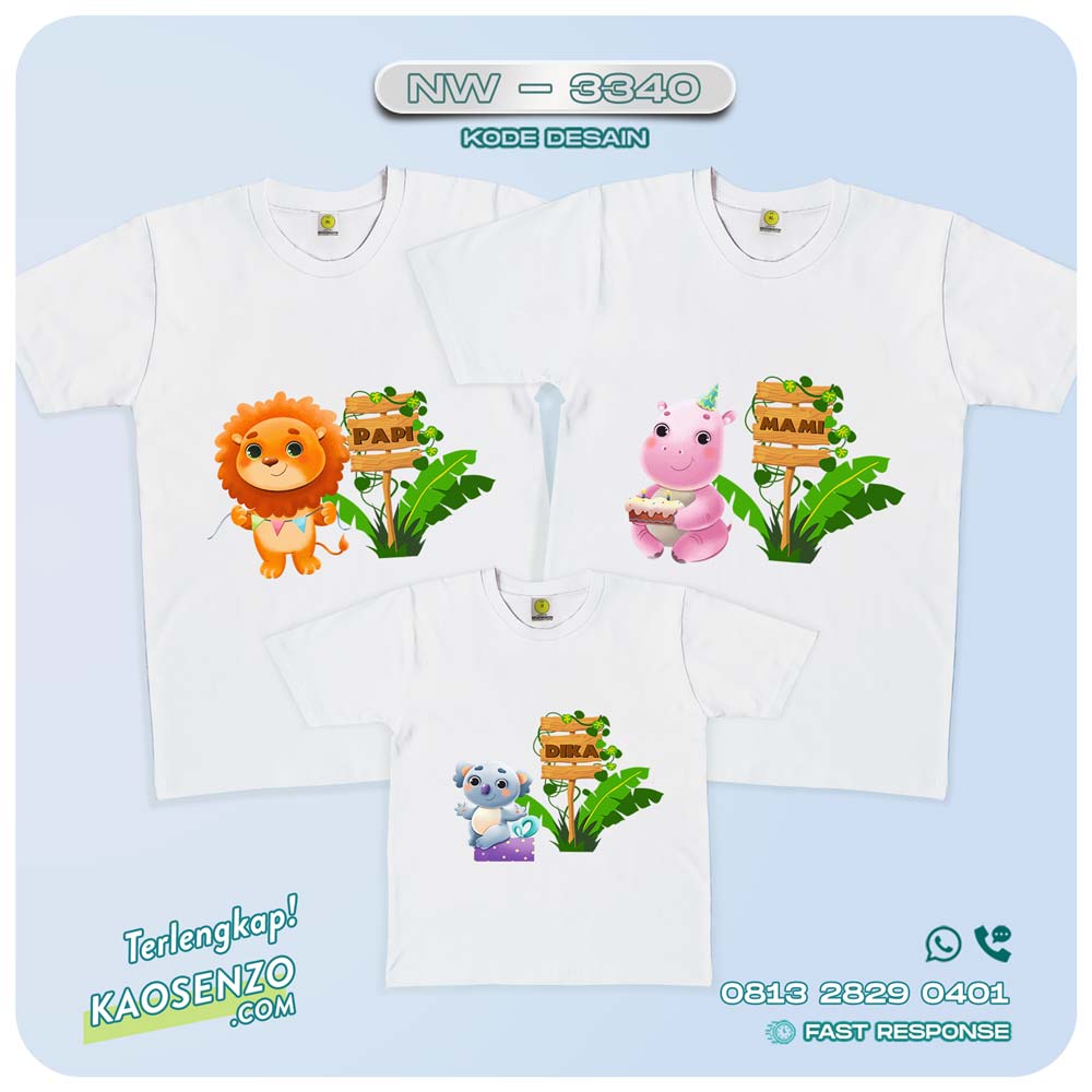 Baju Kaos Couple Keluarga Animal Zoo | Kaos Ultah Anak | Kaos Animal Zoo - NW 3340