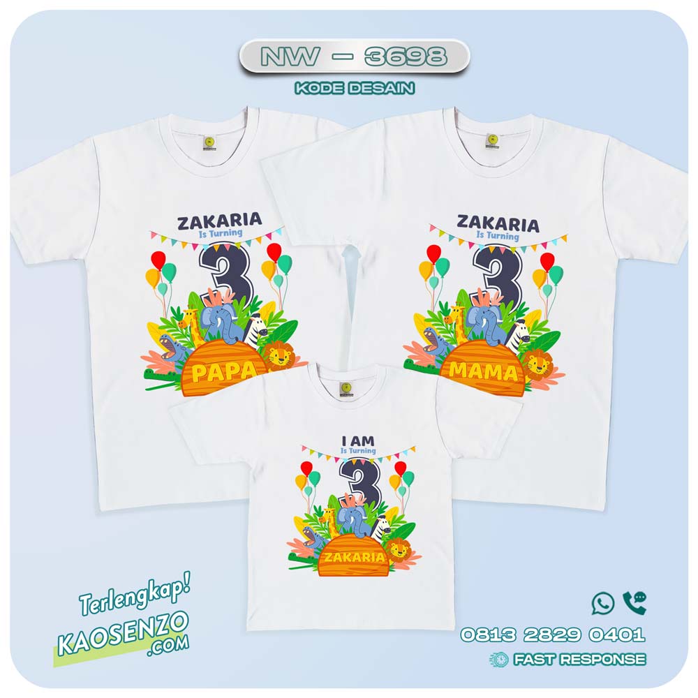 Baju Kaos Couple Keluarga Animal Zoo | Kaos Ultah Anak | Kaos Animal Zoo - NW 3698