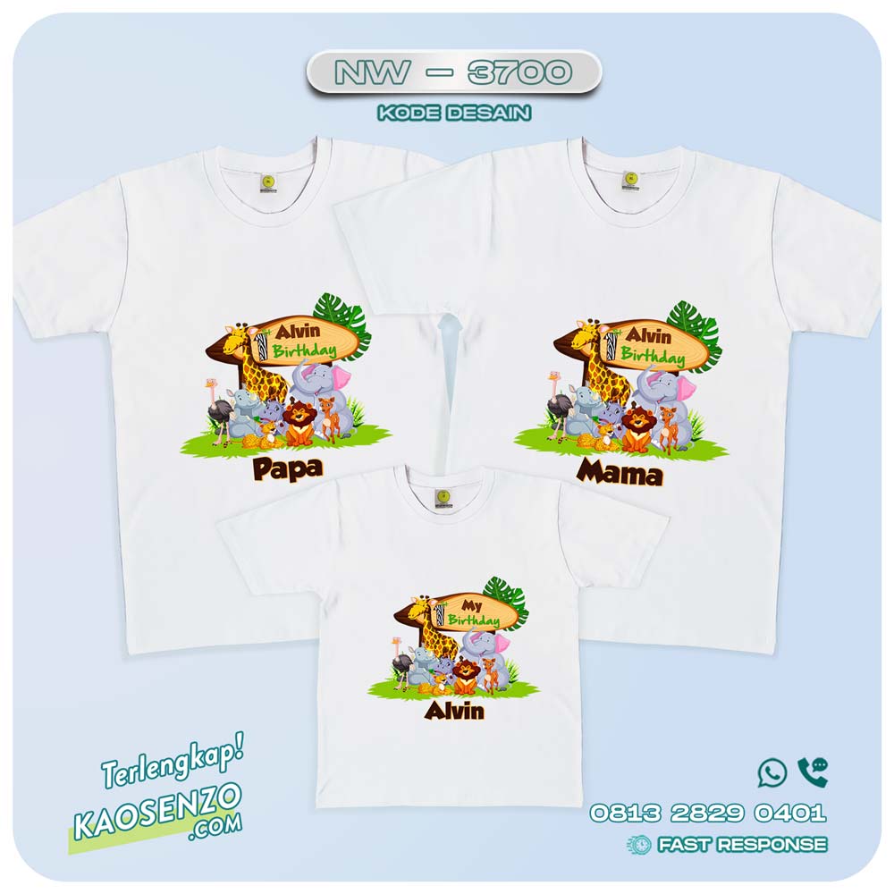 Baju Kaos Couple Keluarga Animal Zoo | Kaos Ultah Anak | Kaos Animal Zoo - NW 3700