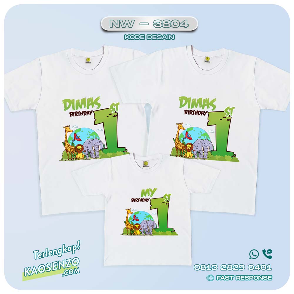 Baju Kaos Couple Keluarga Animal Zoo | Kaos Ultah Anak | Kaos Animal Zoo - NW 3804