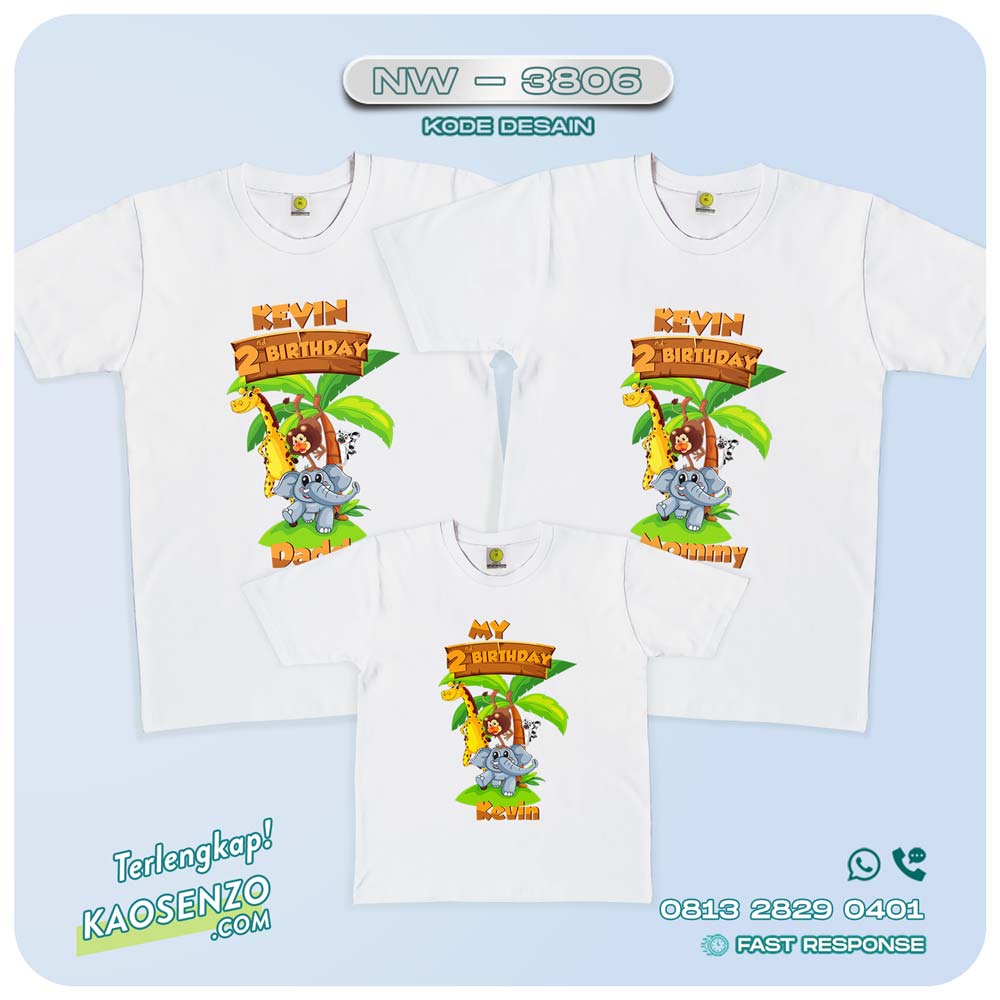 Baju Kaos Couple Keluarga Animal Zoo | Kaos Ultah Anak | Kaos Animal Zoo - NW 3806