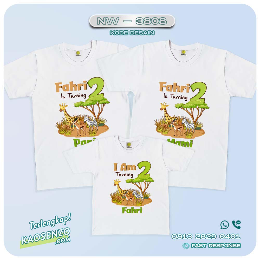 Baju Kaos Couple Keluarga Animal Zoo | Kaos Ultah Anak | Kaos Animal Zoo - NW 3808