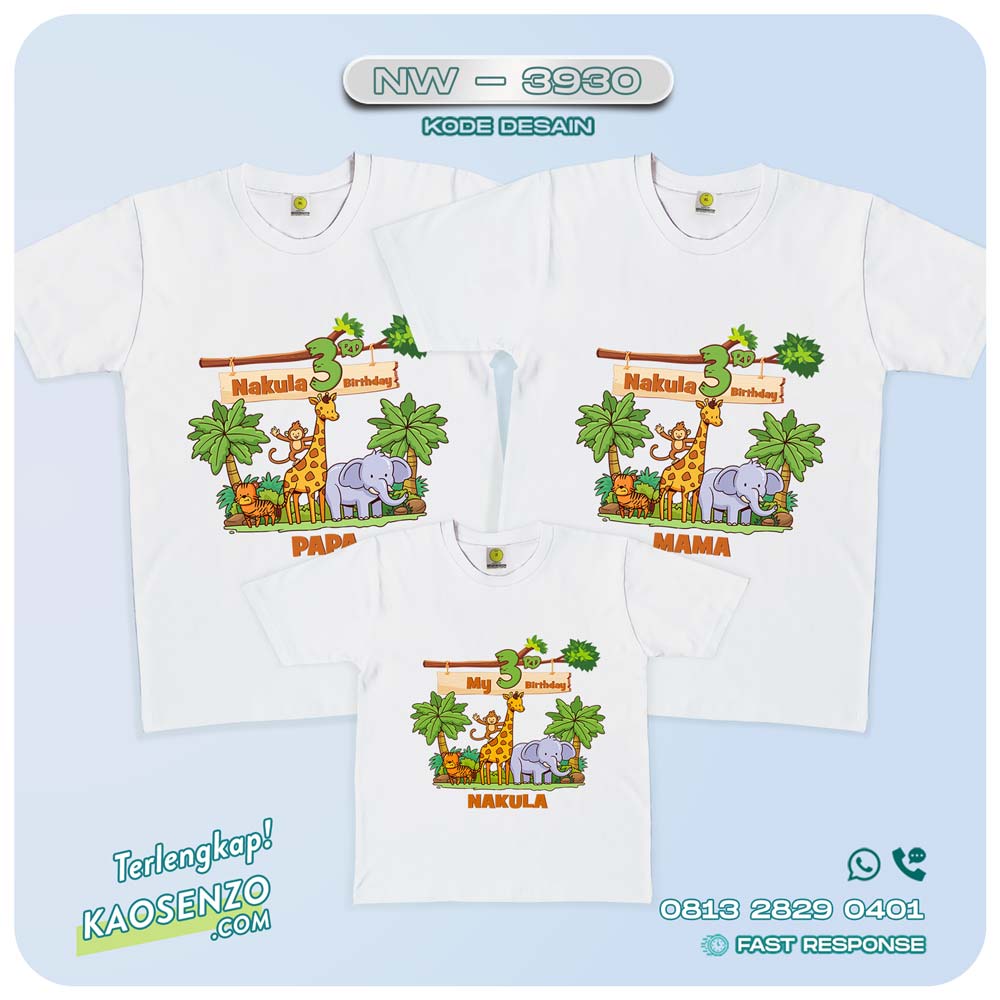 Baju Kaos Couple Keluarga Animal Zoo | Kaos Ultah Anak | Kaos Animal Zoo - NW 3930