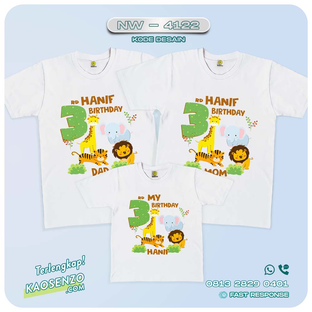 Baju Kaos Couple Keluarga Animal Zoo | Kaos Ultah Anak | Kaos Animal Zoo - NW 4122