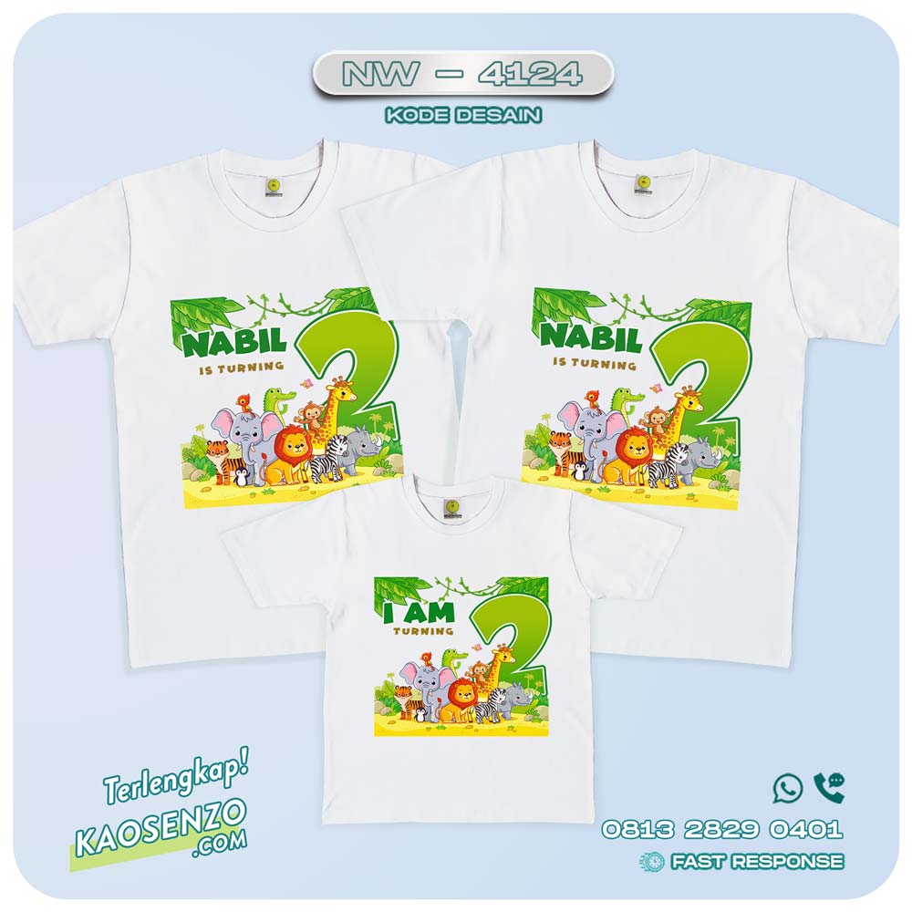 Baju Kaos Couple Keluarga Animal Zoo | Kaos Ultah Anak | Kaos Animal Zoo - NW 4124