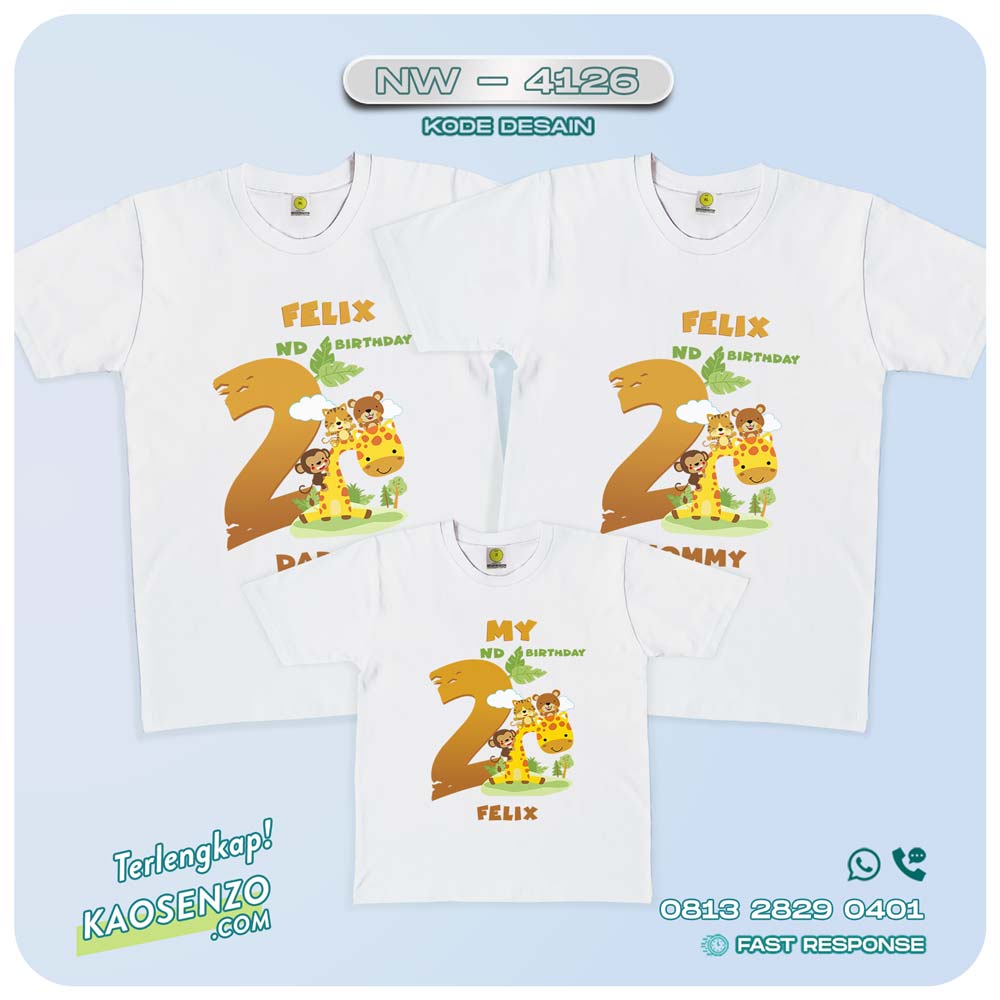 Baju Kaos Couple Keluarga Animal Zoo | Kaos Ultah Anak | Kaos Animal Zoo - NW 4126