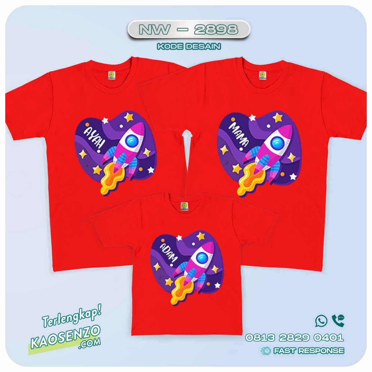 Baju Kaos Couple Keluarga Astronot | Kaos Family Custom | Kaos Astronot - NW 2898