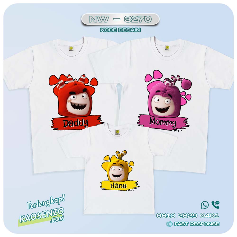 Baju Kaos Couple Keluarga Oddobods | Kaos Family Custom | Kaos Oddobods - NW 3270