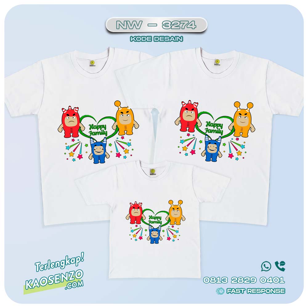 Baju Kaos Couple Keluarga Oddobods | Kaos Family Custom | Kaos Oddobods - NW 3274