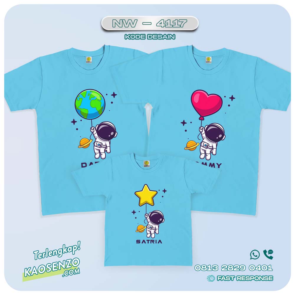 Baju Kaos Couple Keluarga Astronot | Kaos Family Custom | Kaos Astronot - NW 4117