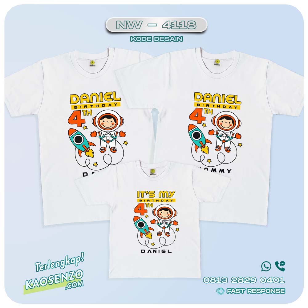 Baju Kaos Couple Keluarga Astronot | Kaos Family Custom | Kaos Astronot - NW 4118