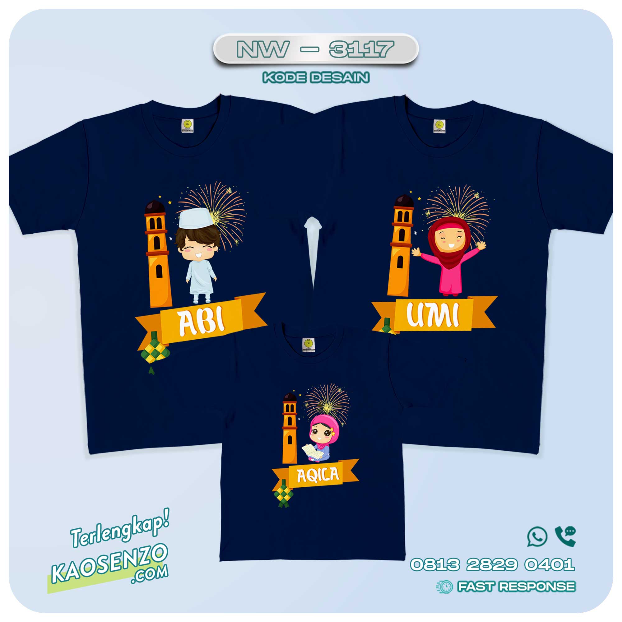 Baju Kaos Couple Keluarga Lebaran | Kaos Family Custom | Kaos Lebaran - NW 3117