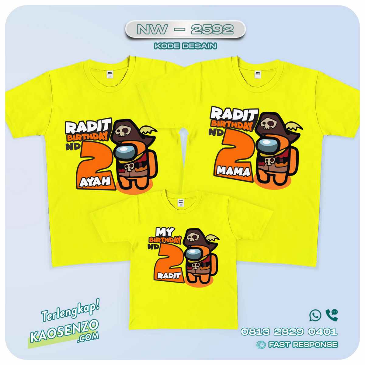 Baju Kaos Couple Keluarga | Kaos Ulang Tahun Anak | Kaos Among Us NW - 2592