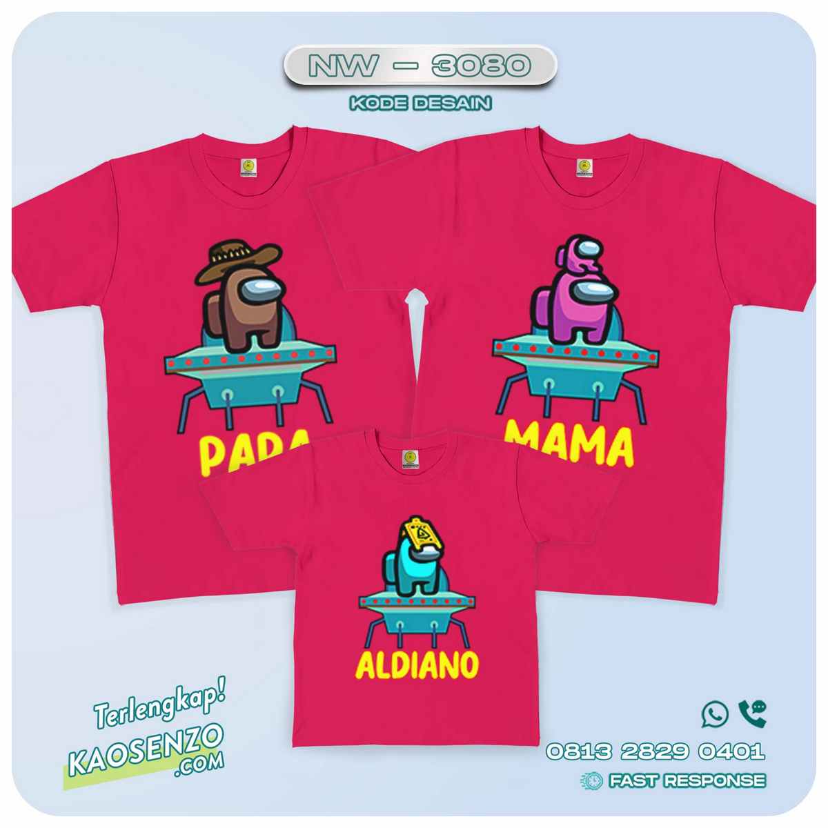 Baju Kaos Couple Keluarga | Kaos Ulang Tahun Anak | Kaos Among Us NW - 3080