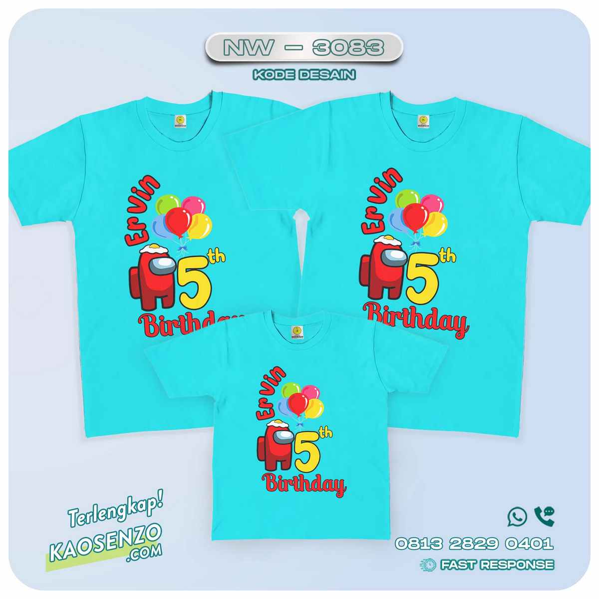 Baju Kaos Couple Keluarga | Kaos Ulang Tahun Anak | Kaos Among Us NW - 3083