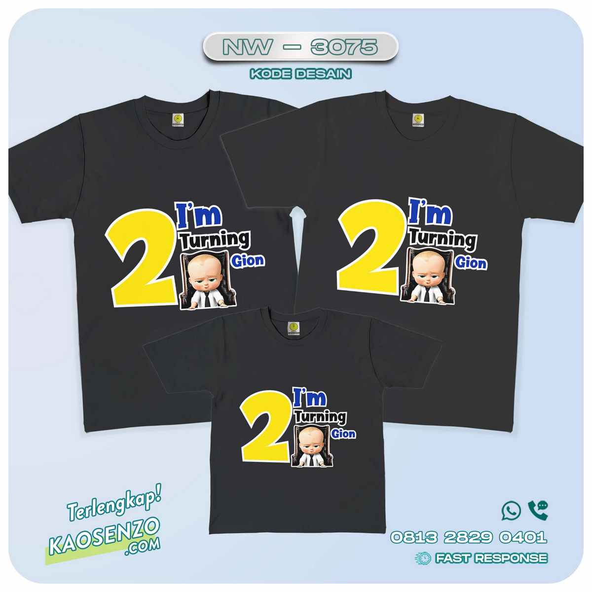 Baju Kaos Couple Keluarga | Kaos Ulang Tahun Anak | Kaos Baby Boss NW - 3075