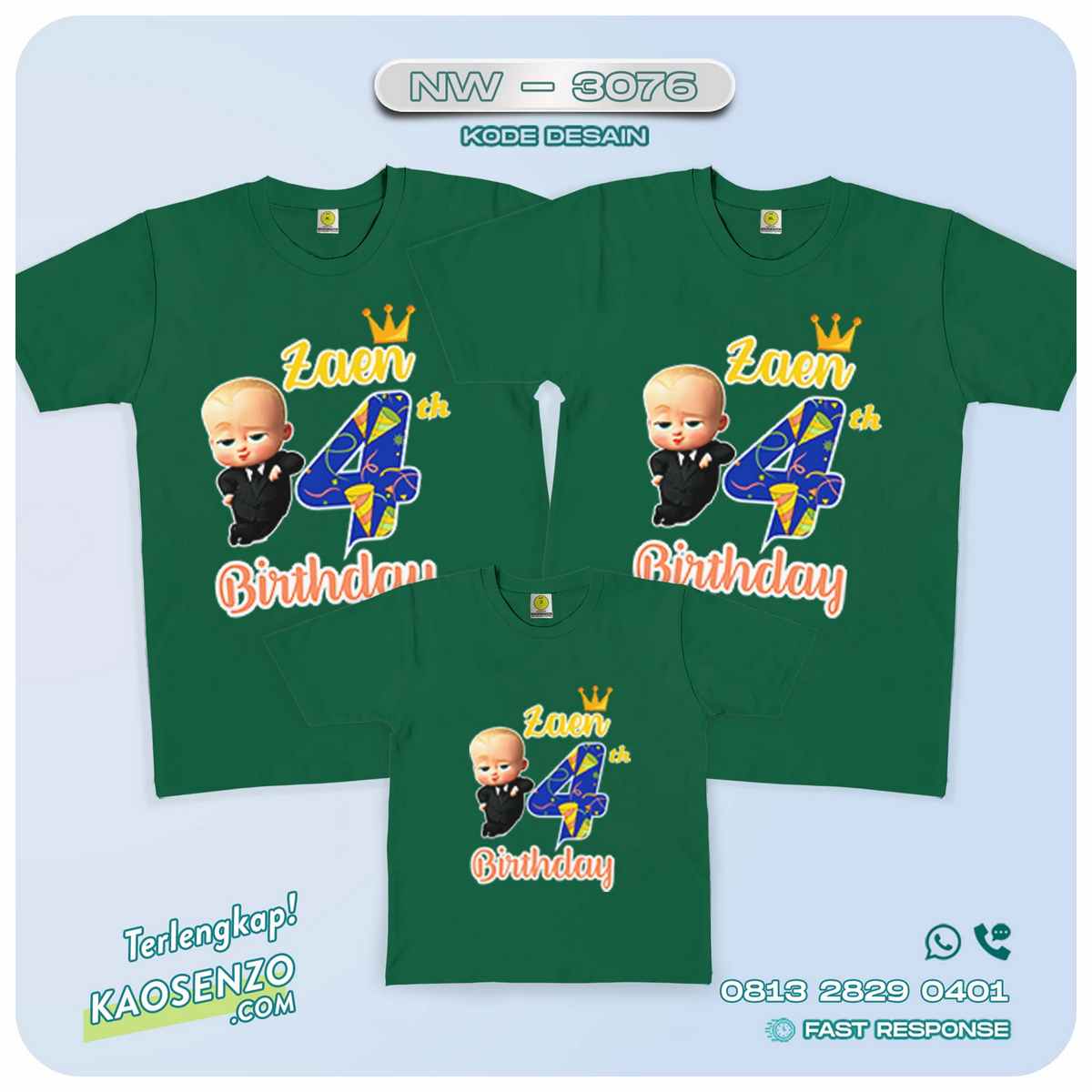 Baju Kaos Couple Keluarga | Kaos Ulang Tahun Anak | Kaos Baby Boss NW - 3076