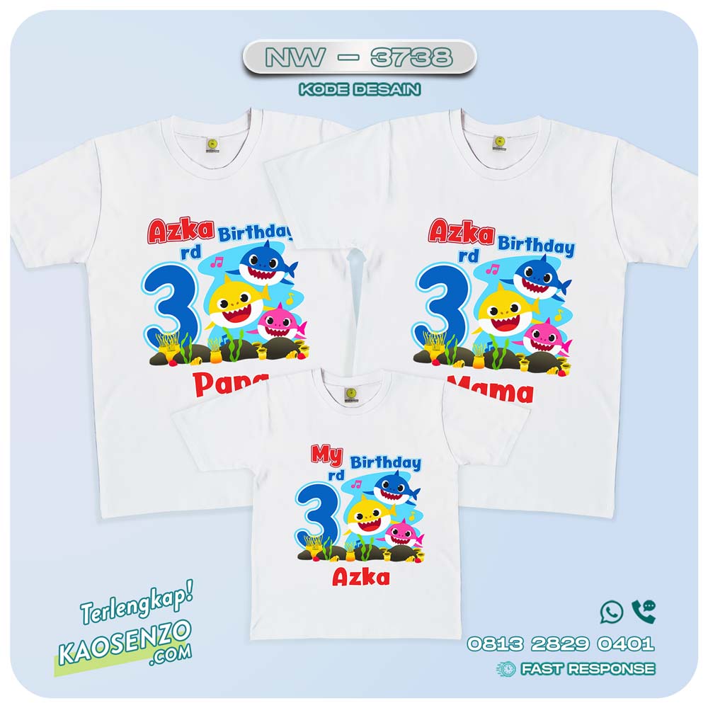 Baju Kaos Couple Keluarga Baby Shark | Kaos Family Custom | Kaos Baby Shark - NW 3738