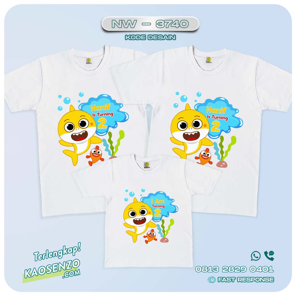 Baju Kaos Couple Keluarga Baby Shark | Kaos Family Custom | Kaos Baby Shark - NW 3740