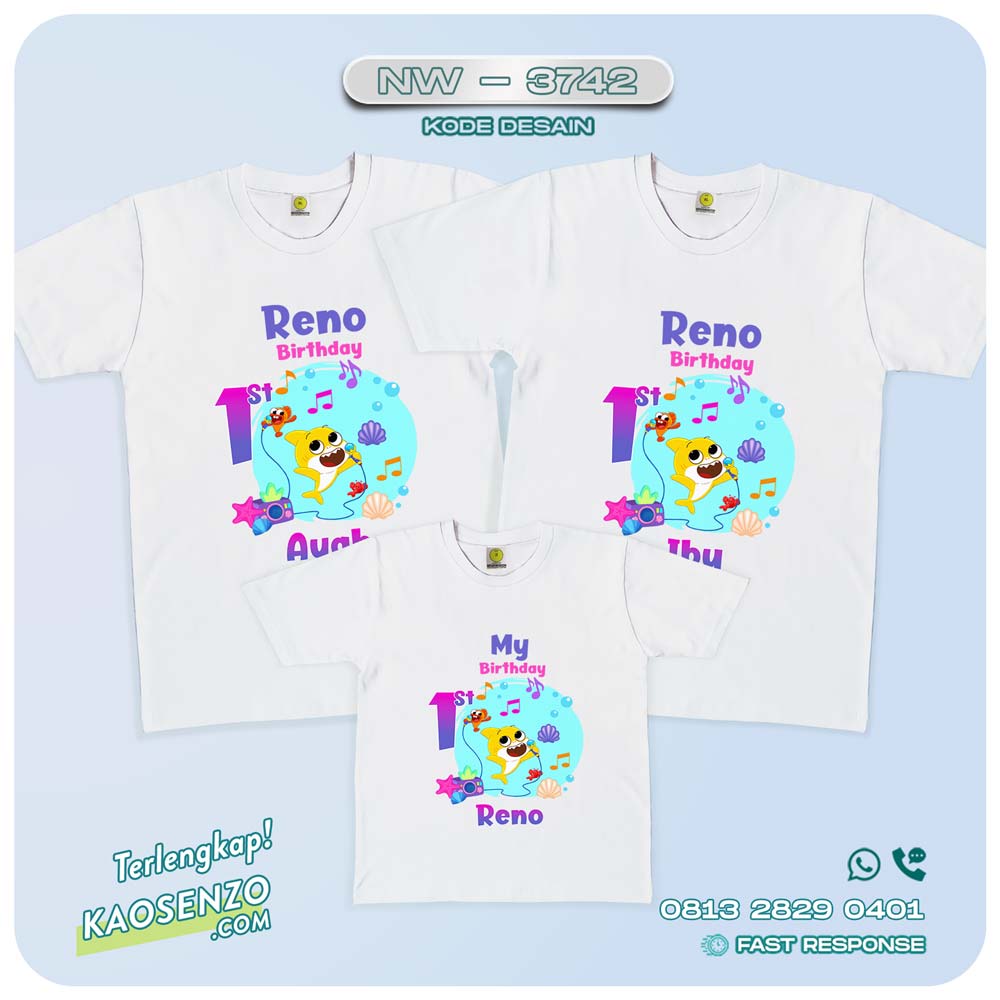 Baju Kaos Couple Keluarga Baby Shark | Kaos Family Custom | Kaos Baby Shark - NW 3742