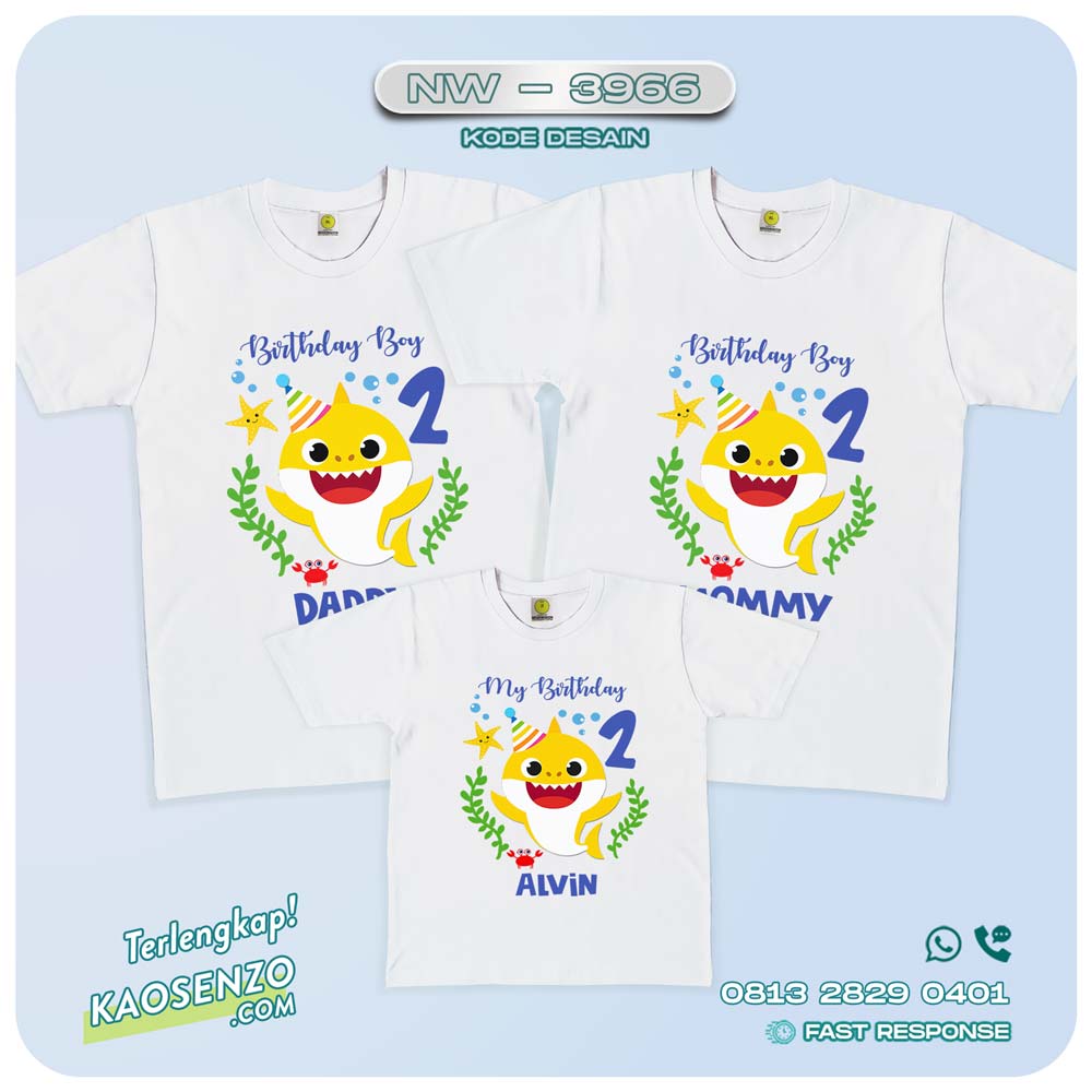 Baju Kaos Couple Keluarga Baby Shark | Kaos Family Custom | Kaos Baby Shark - NW 3966