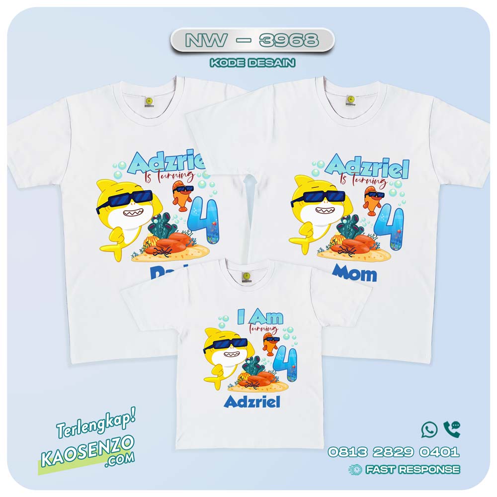 Baju Kaos Couple Keluarga Baby Shark | Kaos Family Custom | Kaos Baby Shark - NW 3968