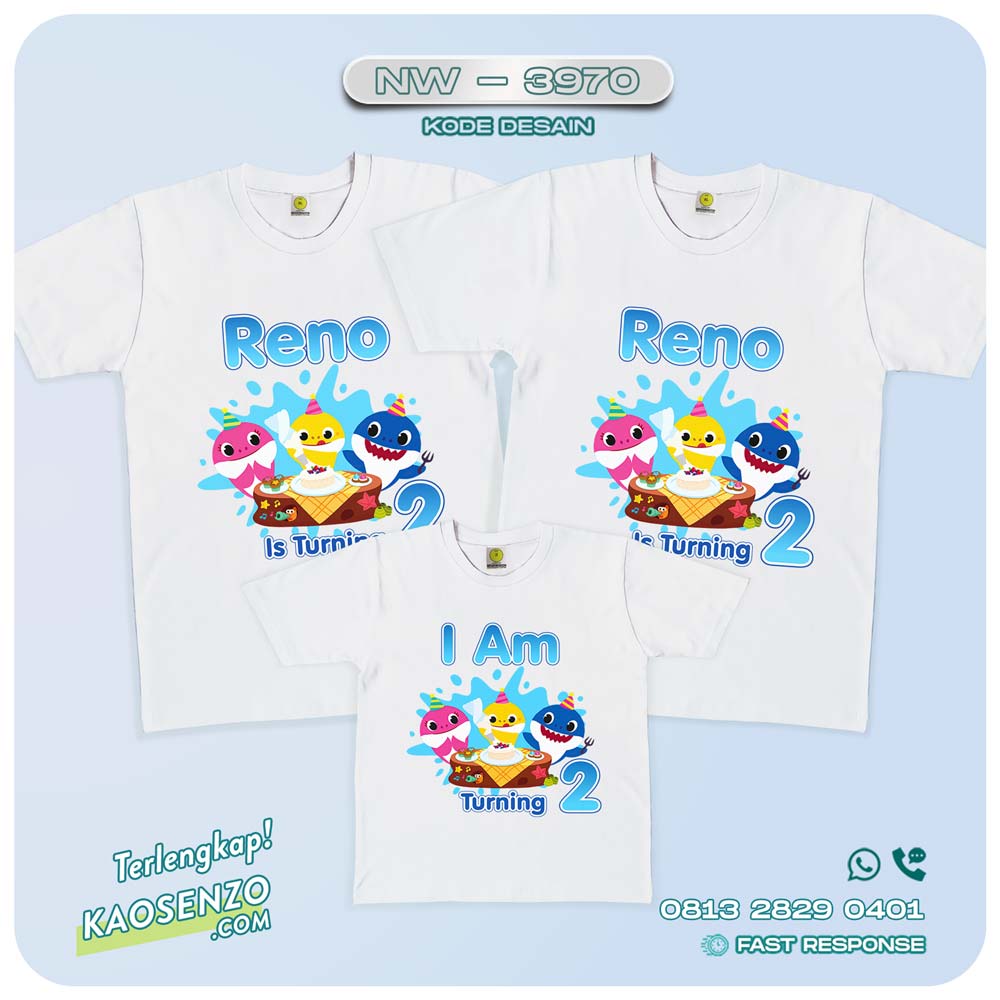 Baju Kaos Couple Keluarga Baby Shark | Kaos Family Custom | Kaos Baby Shark - NW 3970