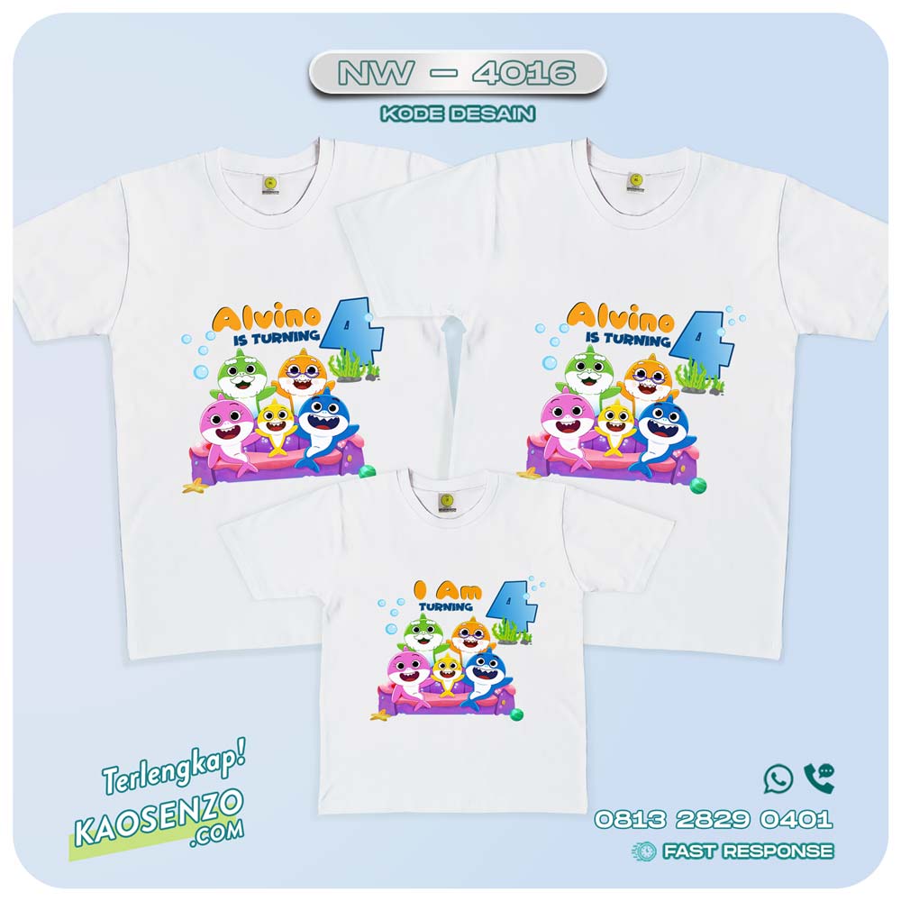 Baju Kaos Couple Keluarga Baby Shark | Kaos Family Custom | Kaos Baby Shark - NW 4016