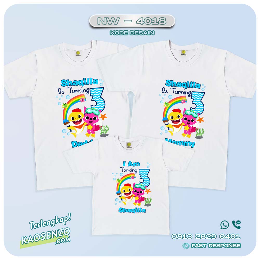 Baju Kaos Couple Keluarga Baby Shark | Kaos Family Custom | Kaos Baby Shark - NW 4018