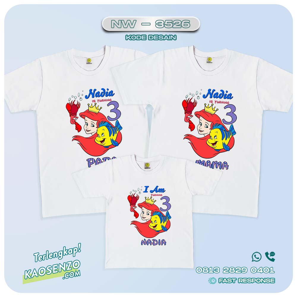 Baju Kaos Couple Keluarga Mermaid | Kaos Ultah Anak | Kaos Mermaid - NW 3526