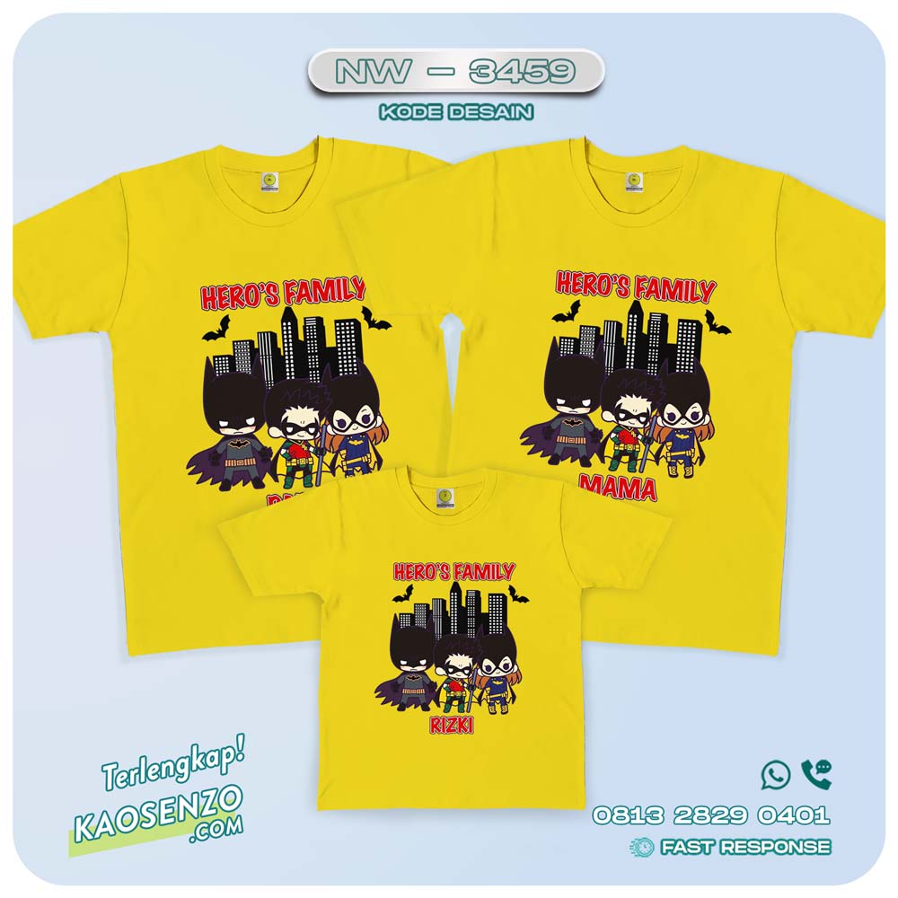 Baju Kaos Couple Keluarga Batman | Kaos Ulang Tahun Anak | Kaos Batman - NW 3459