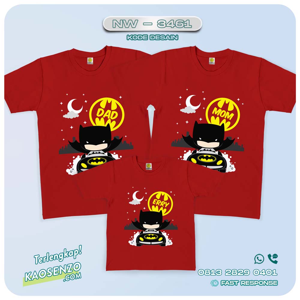 Baju Kaos Couple Keluarga Batman | Kaos Ulang Tahun Anak | Kaos Batman - NW 3461