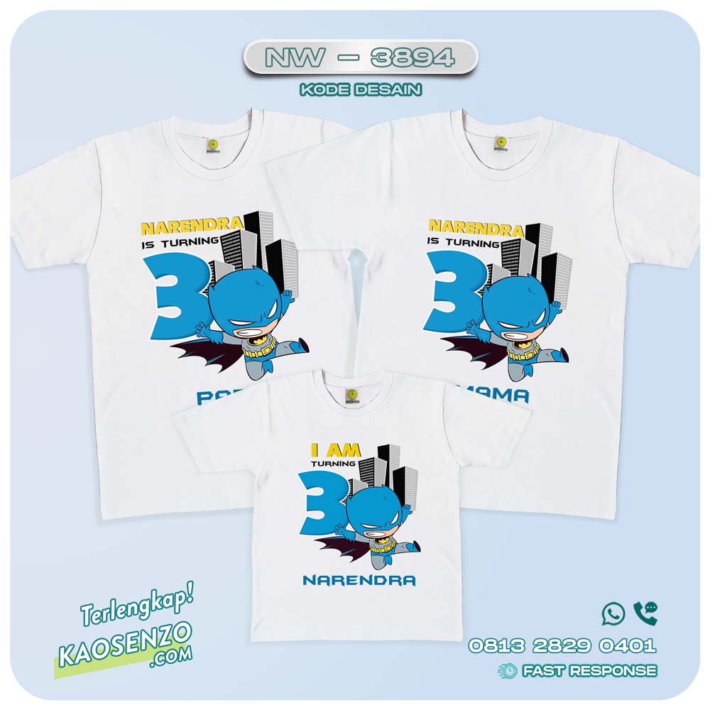 Baju Kaos Couple Keluarga Batman | Kaos Ultah Anak | Kaos Batman - NW 3894