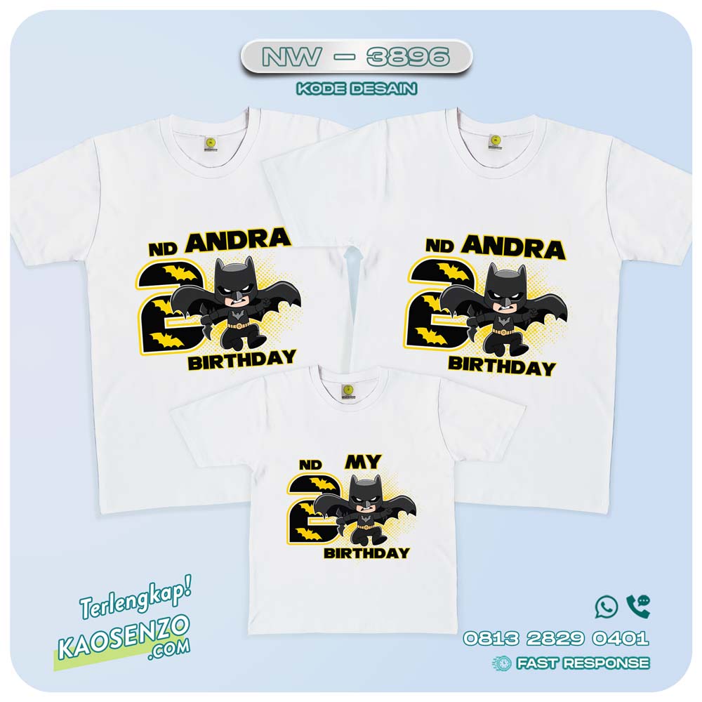 Baju Kaos Couple Keluarga Batman | Kaos Ultah Anak | Kaos Batman - NW 3896