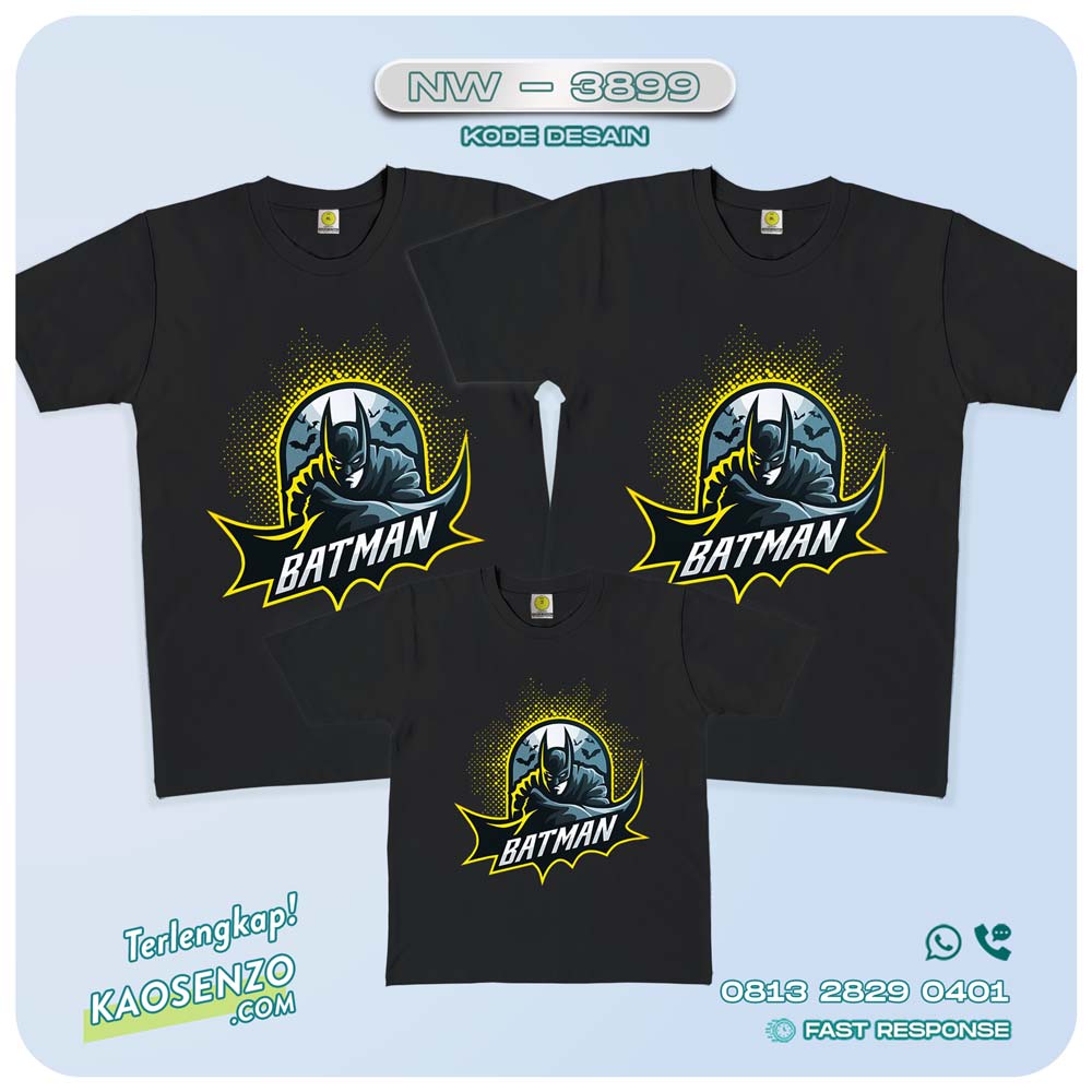 Baju Kaos Couple Keluarga Batman | Kaos Ulang Tahun Anak | Kaos Batman - NW 3899