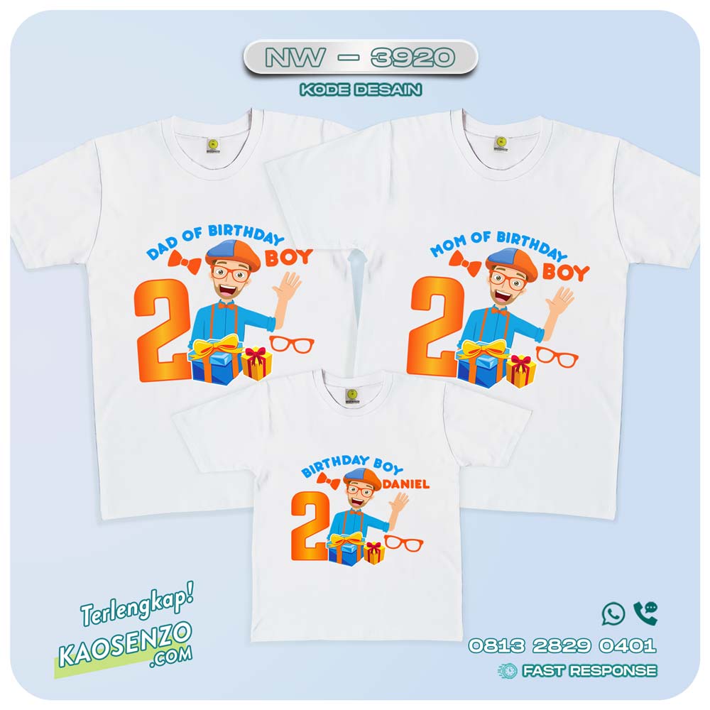 Baju Kaos Couple Keluarga Blippi | Kaos Family Custom | Kaos Blippi- NW 3920