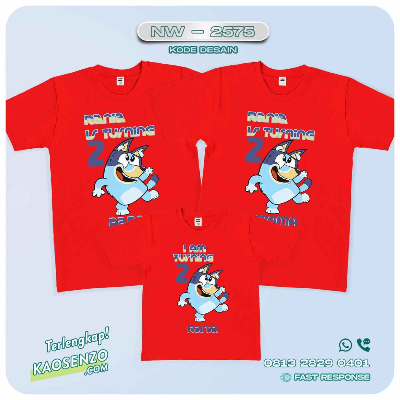 Baju Kaos Couple Keluarga Bluey | Kaos Family Custom | Kaos Bluey - NW 2575