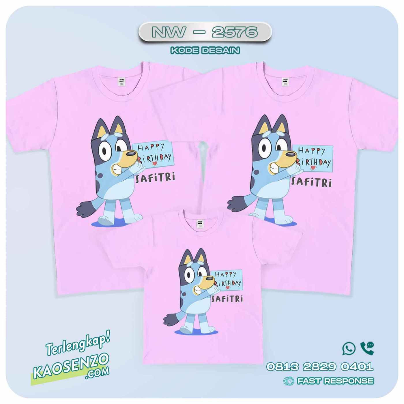 Baju Kaos Couple Keluarga Bluey | Kaos Family Custom | Kaos Bluey - NW 2576