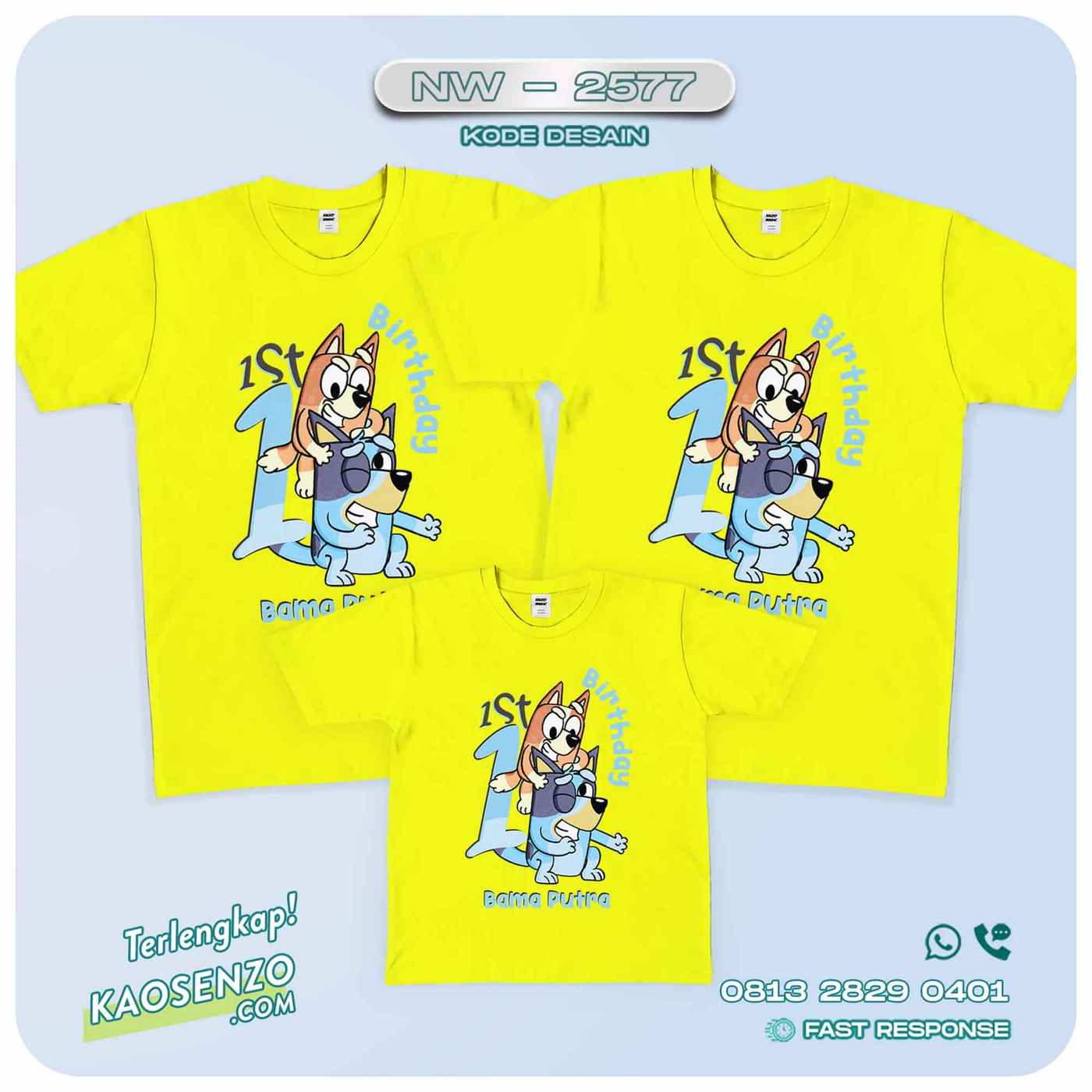 Baju Kaos Couple Keluarga Bluey | Kaos Family Custom | Kaos Bluey - NW 2577